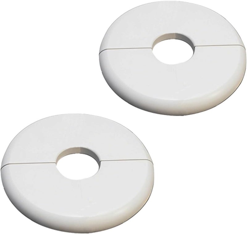 CAcoverVA 2 Pack Wall Split Flange for 0.87 Inch/22mm OD Pipe ABS Escutcheon Plate Self-Adhesive Round Plumbing Cover Plates for Water Pipe Faucet Decoration, White - Image 1